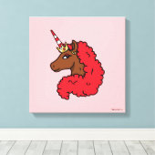 Red Afro Unicorn Canvas Afdruk (Insitu (Houten vloer))