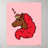 Red Afro Unicorn Poster (Voorkant)