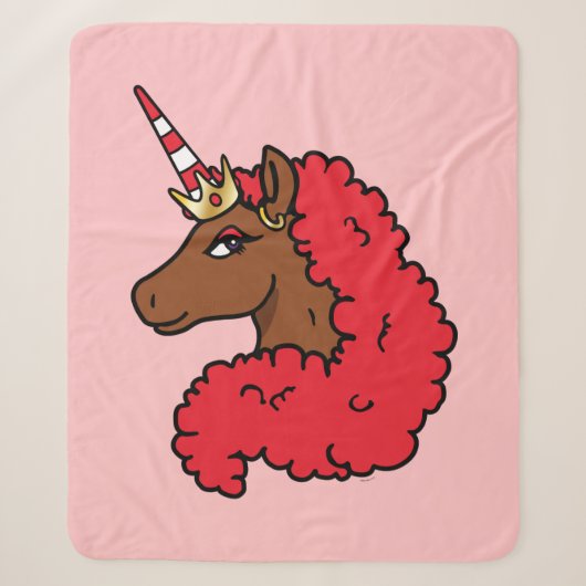 Red Afro Unicorn Sherpa Deken (Voorkant)