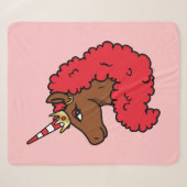 Red Afro Unicorn Sherpa Deken (Voorkant (horizontaal))