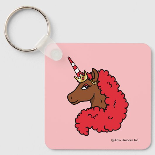 Red Afro Unicorn Sleutelhanger (Voorkant)