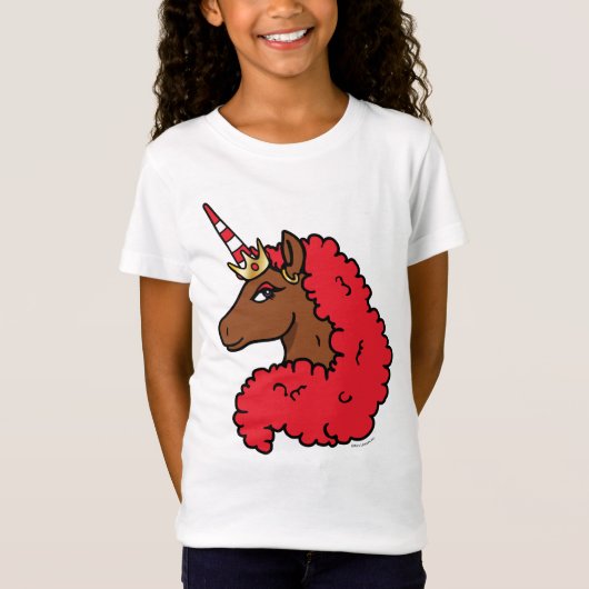 Red Afro Unicorn T-shirt (Voorkant)