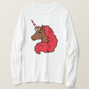 Red Afro Unicorn T-shirt