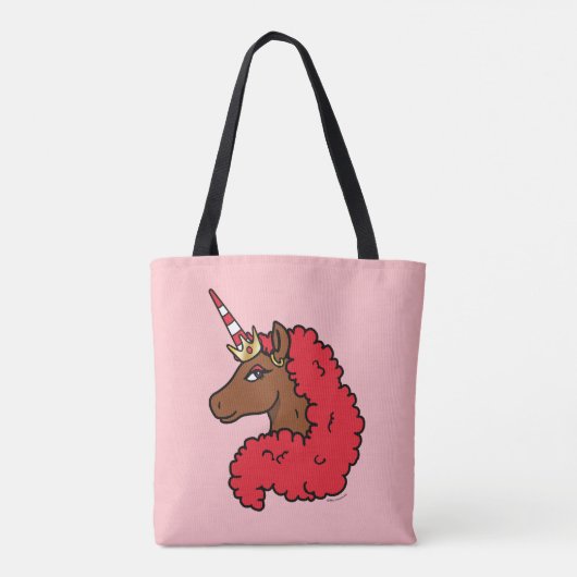 Red Afro Unicorn Tote Bag (Achterkant)