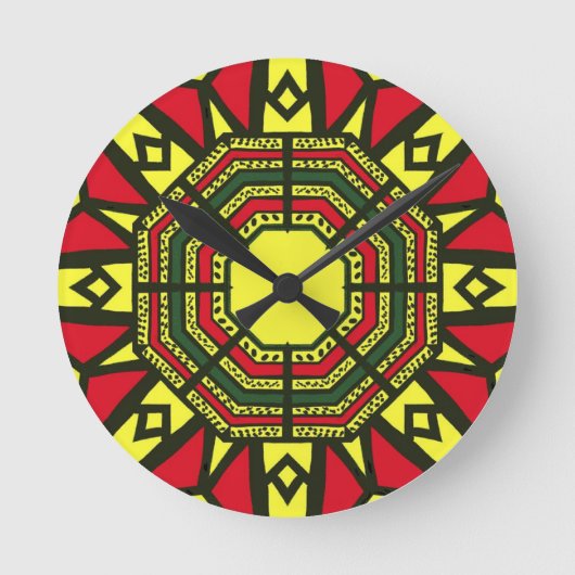 Red Afrocentric Tribal Ronde Klok (Voorkant)