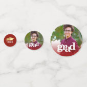 Red afstuderen 3 foto moderne vetgedrukte typograf confetti (Achterkanten)