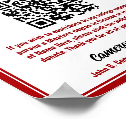 Red Afstuderen College Fund QR-code Poster (Hoek)