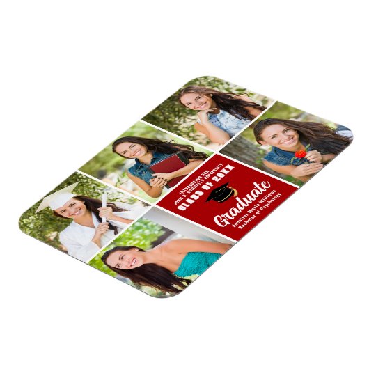 Red Afstuderen Foto Collage, aangepast Afstuderen  Magneet (Linkerzijde)