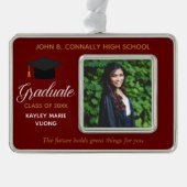 Red Afstuderen Foto Inspirerend Quote Custom Verzilverd Omlijst Ornament (Voorkant)