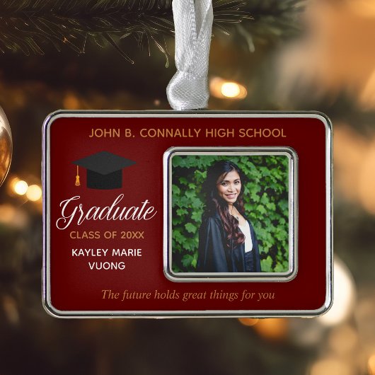 Red Afstuderen Foto Inspirerend Quote Custom Verzilverd Omlijst Ornament