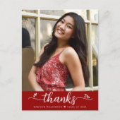Red Afstuderen Photo Script Hearts Bold Bedankt Briefkaart (Voorkant)
