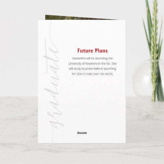 Red Afstuderen Script Modern Photo Invitation (Achterkant)