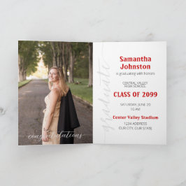 Red Afstuderen Script Modern Photo Invitation