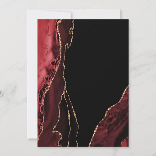 Red Agate Gold Black 50e verjaardag Kaart (Achterkant)