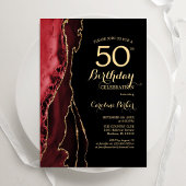 Red Agate Gold Black 50e verjaardag Kaart
