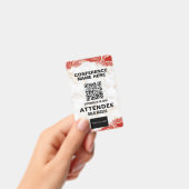 Red Agate Gold Marble QR Code Conferentie Evenemen Badge (Handheld)