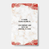 Red Agate Gold Marble QR Code Conferentie Evenemen Badge (Achterkant)