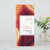 Red agate slice geode bruiloft menuset menu (Staand voorkant)