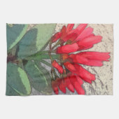 Red Agave Flowers Theedoek (Horizontaal)