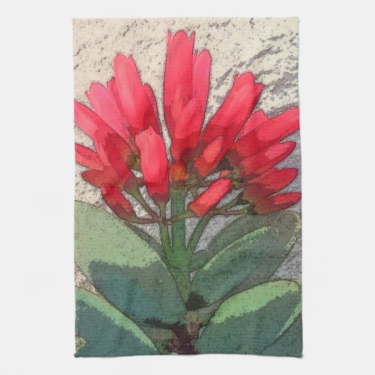 Red Agave Flowers Theedoek (Verticaal)