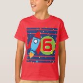 Red Age Rocket Ship Outer Space Verjaardag Shirt (Voorkant)