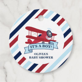 Red Airplane Baby shower Bedankjes Labels
