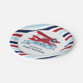 Red Airplane Baby shower Papieren Bordje (Gekanteld)