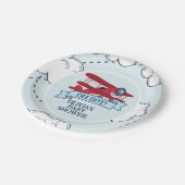 Red Airplane Baby shower Papieren Bordje (Gekanteld)
