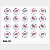 Red Airplane Baby shower Ronde Sticker (Vel)