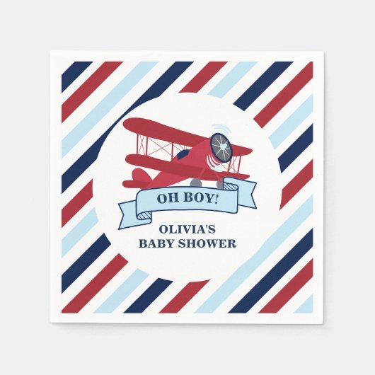 Red Airplane Baby shower Servet (Voorkant)