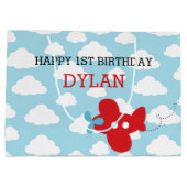 Red Airplane Gift Bags - Schattige Plane Cloud Ver Groot Cadeauzakje (Achterkant)