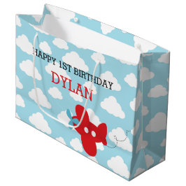Red Airplane Gift Bags - Schattige Plane Cloud Ver Groot Cadeauzakje