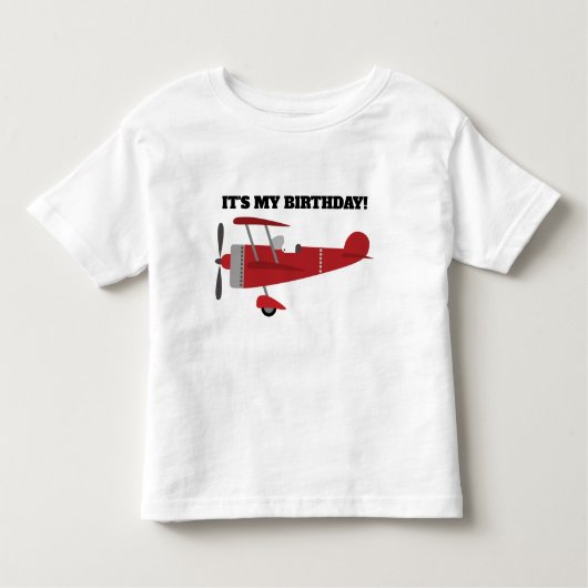 Red Airplane Het is mijn geboortedag persoonlijk Kinder Shirts (Voorkant)