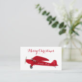  Red Airplane Merry kerstcadeautjes Labels Informatiekaartje (Staand voorkant)