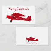  Red Airplane Merry kerstcadeautjes Labels Informatiekaartje (Voorkant / Achterkant)