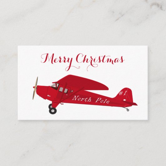  Red Airplane Merry kerstcadeautjes Labels Informatiekaartje (Voorkant)