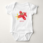 Red Airplane Puppy Dog Romper (Voorkant)