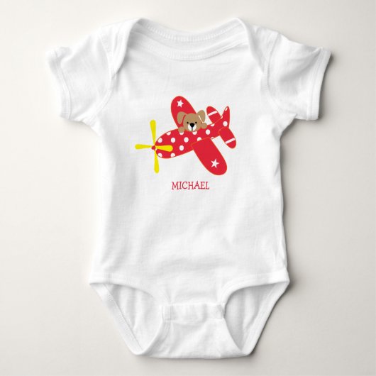 Red Airplane Puppy Dog Romper (Voorkant)