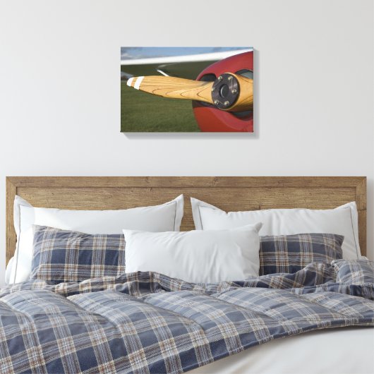 Red Airplane Wooden Propeller Canvas Afdruk (Insitu (Slaapkamer))