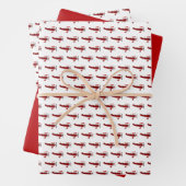 Red Airplanes Birthday Wrapping Paper Ze (In situ)