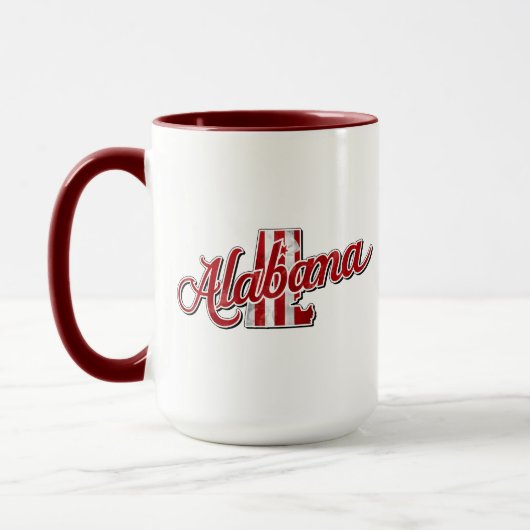 Red Alabama State Outline Mok (Links)