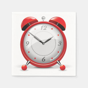 Red Alarm Clock Paper Napkins Servet