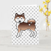 Red Alaskan Malamute Cute Dog Kaart (Gele Bloem)