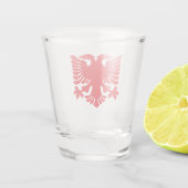 Red Albanian Eagle Shot Glass Glas (Achterkant)