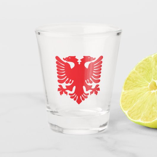 Red Albanian Eagle Shot Glass Glas (Voorkant)