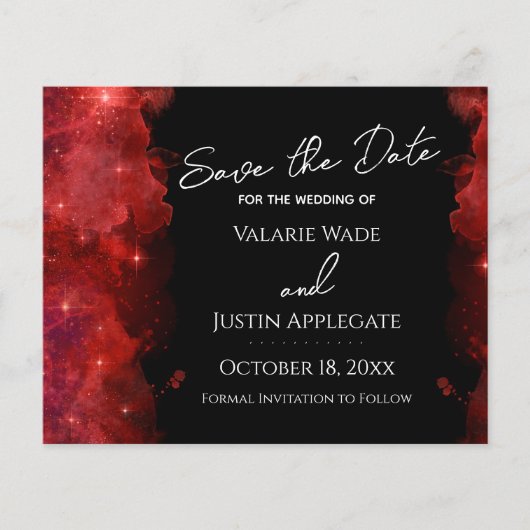 Red Alcohol Ink Save the Date Wedding (Voorkant)