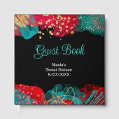 Red Alcohol Ink Sweet 16 Birthday Party  Gastenboek (Voorkant)