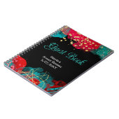 Red Alcohol Ink Sweet 16 Birthday Party Guest Book Notitieboek (Linkerzijde)