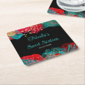 Red Alcohol Ink Sweet 16 Birthday Party  Kartonnen Onderzetters (Schuin)