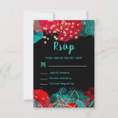 Red Alcohol Ink Sweet 16 Birthday Party RSVP (Voorkant)